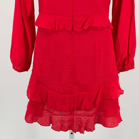 Cupshe Long Sleeve Mini Dress Red Medium NEW - Picture 7 of 12